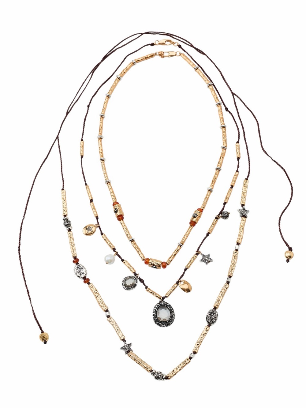 NWT Zara Woman Accessories PACK OF 3 CORD NECKLACES WITH CHARMS AND JEWELS